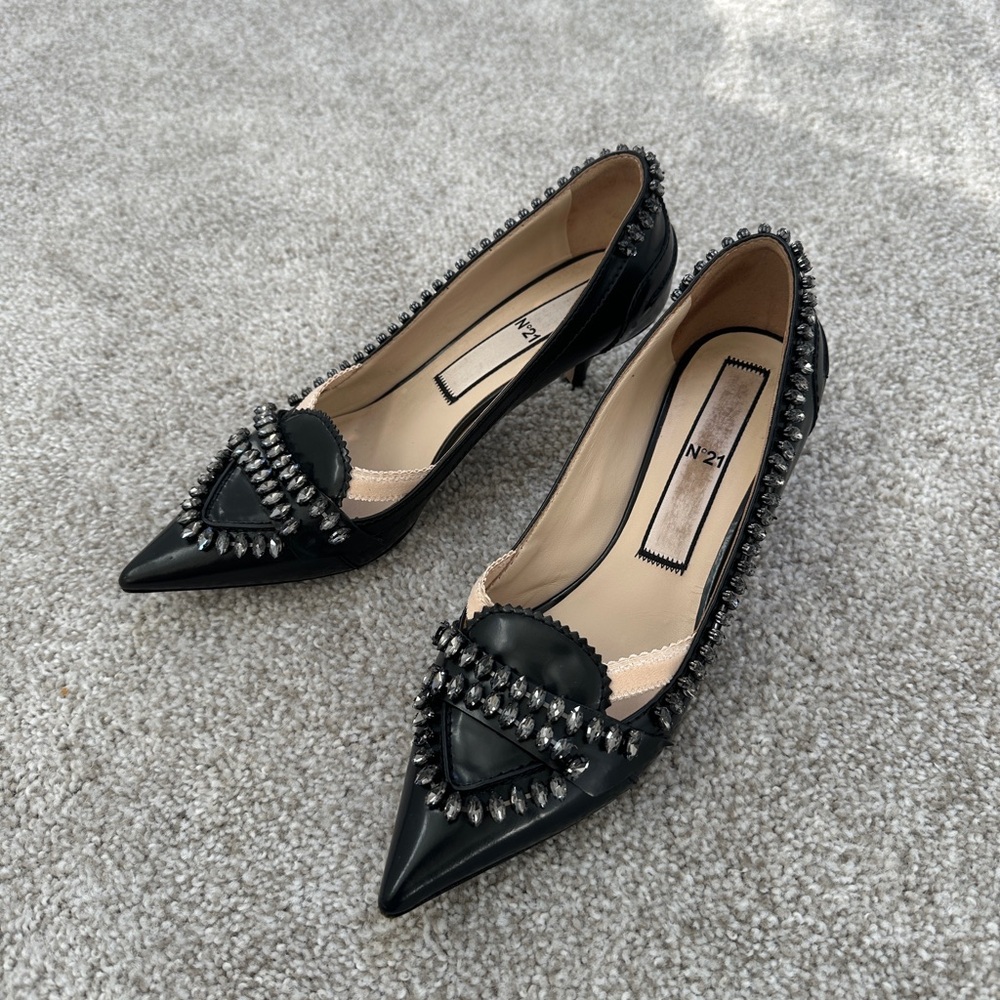 N°21 Black Studded Heels Rhinestones Size 40